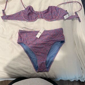 J. Crew Pink and Blue Bikini